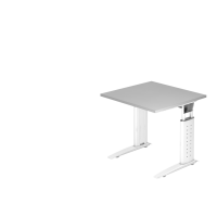 Schreibtisch C-Fu&szlig; 80x80cm Grau/Wei&szlig;