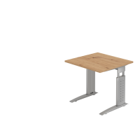 Schreibtisch C-Fuß 80x80cm Asteiche/Silber