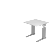 Schreibtisch C-Fu&szlig; 80x80cm Wei&szlig;/Silber