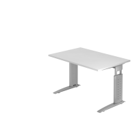 Schreibtisch C-Fu&szlig; 120x80cm Wei&szlig;/Silber