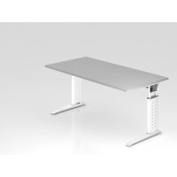 Schreibtisch C-Fuß 160x80cm Grau/W gallery