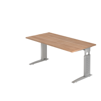 Schreibtisch C-Fuß 160x80cm Nussbaum/Silber