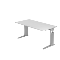 Schreibtisch C-Fuß 160x80cm Weiß/Silber