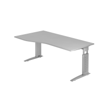 Schreibtisch C-Fuß 180x100/80cm Grau/Silber