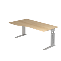Schreibtisch C-Fuß 180x100/80cm Eiche/Silber