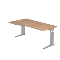 Schreibtisch C-Fuß 180x100/80cm Nussb./Silb.