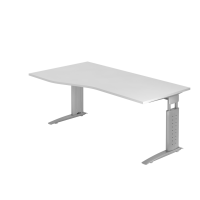 Schreibtisch C-Fuß 180x100/80cm Weiß/Silber