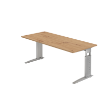 Schreibtisch C-Fuß 180x80cm Asteiche/Silber