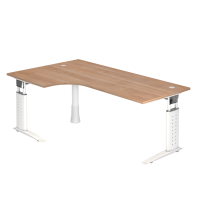 Winkeltisch C-Fuß 200x120cm 90°Nuss