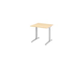 Schreibtisch C-Fu&szlig; 80x80cm Ahorn/Silber
