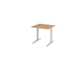 Schreibtisch C-Fuß 80x80cm Asteiche/Silber