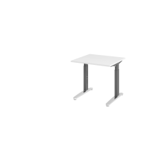 Schreibtisch C-Fuß 80x80cm Weiß/GraphitPo