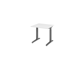 Schreibtisch C-Fuß 80x80cm Weiß/Graphit