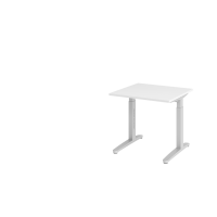 Schreibtisch C-Fuß 80x80cm Weiß/Silber