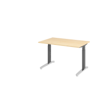 Schreibtisch C-Fuß 120x80cm Ahorn/GraphitPo