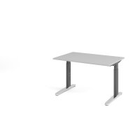 Schreibtisch C-Fuß 120x80cm Grau/G gallery