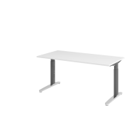 Schreibtisch C-Fuß 160x80cm Weiß/GraphitPo