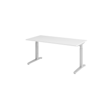 Schreibtisch C-Fuß 160x80cm Weiß/Silber