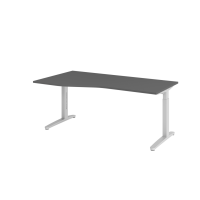 Schreibtisch C-Fuß 180x100/80cm Graphit/Silbe
