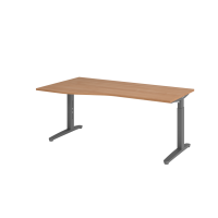 Schreibtisch C-Fuß 180x100/80cm Nussbaum/Grap