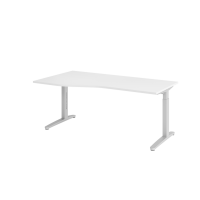 Schreibtisch C-Fuß 180x100/80cm Weiß/Silber