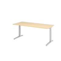 Schreibtisch C-Fuß 180x80cm Ahorn/Silber