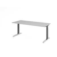 Schreibtisch C-Fuß 180x80cm Grau/G gallery