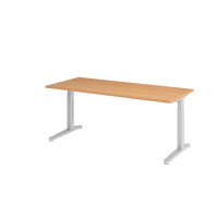 Schreibtisch C-Fuß 180x80cm Buche/Silber