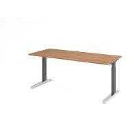 Schreibtisch C-Fuß 180x80cm Nussb/ gallery