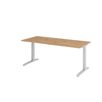 Schreibtisch C-Fuß 180x80cm Asteiche/Silber
