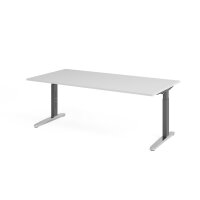 Schreibtisch C-Fuß 200x100cm Grau/ gallery
