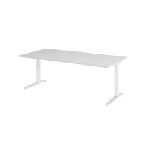 Schreibtisch C-Fuß 200x100cm Grau/WeißPo