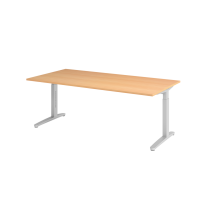Schreibtisch C-Fuß 200x100cm Buche/Silber