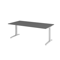 Schreibtisch C-Fu&szlig; 200x100cm Graphit/Silber
