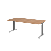 Schreibtisch C-Fuß 200x100cm Nussb/GraphitPo