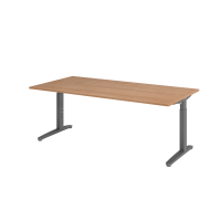 Schreibtisch C-Fuß 200x100cm Nussb/Graphit