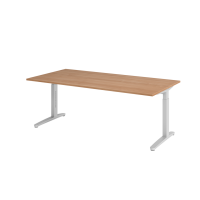 Schreibtisch C-Fuß 200x100cm Nussb/Silber