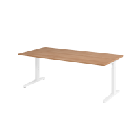 Schreibtisch C-Fuß 200x100cm Nussb/Weiß