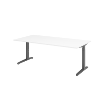 Schreibtisch C-Fuß 200x100cm Weiß/Graphit