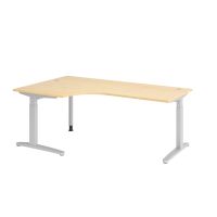 Schreibtisch C-Fuß 200x120cm 90° Ahorn/Silber