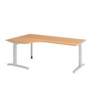 Schreibtisch C-Fuß 200x120cm 90° Buche/Silber