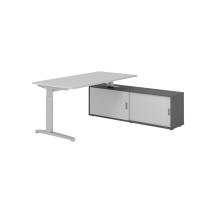 Schreibtischkombi 160x80cm, Grau/Silber