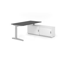 Schreibtischkombi 160x80cm, Graphit/Silb slider