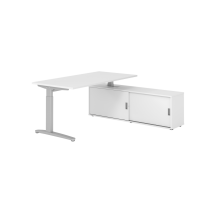 Schreibtischkombi 160x80cm, Wei&szlig;/Silber