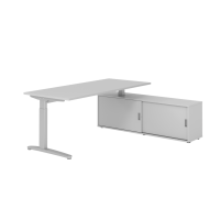 Schreibtischkombi 180x80cm, Grau/Silber