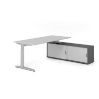 Schreibtischkombi 180x80cm, Grau/Silber gallery