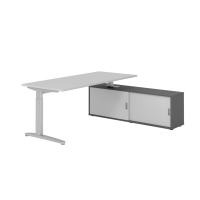 Schreibtischkombi 180x80cm, Grau/Silber