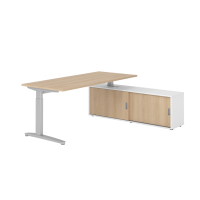 Schreibtischkombi 180x80cm, Eiche/Silber
