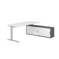 Schreibtischkombi 180x80cm, Weiß/Silber