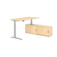 Sitz-Steh Kombi 160x80cm, Ahorn/Silber